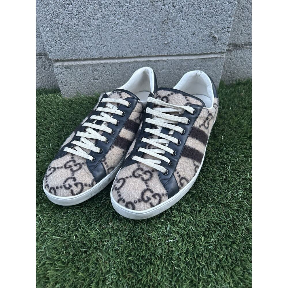 Gucci Ace GG Wool Sneakers Mens Size 10 Authentic Entrupy Certified Monogram - Picture 5 of 7